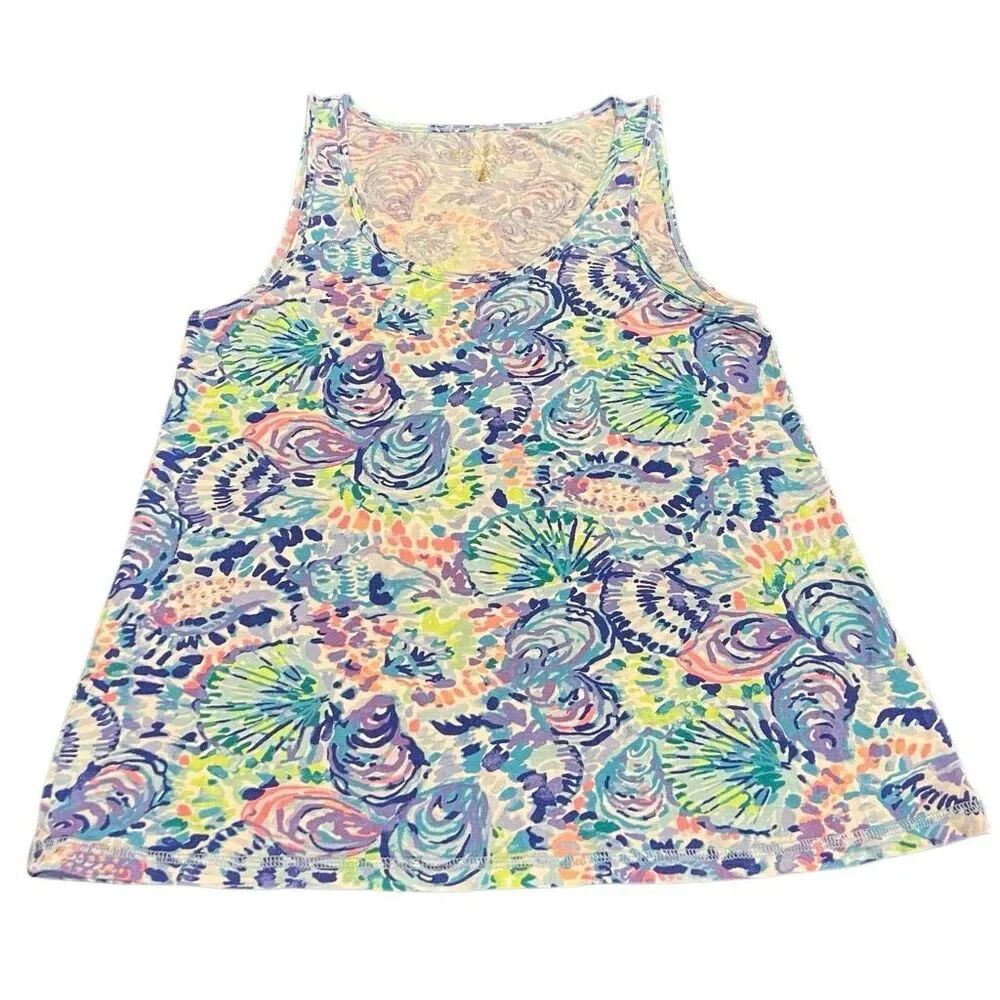 Lilly Pulitzer Womens Ocean Commotion Shell Pajama Tank Top Multicolor Small